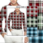 Printed Checks Fabrics For Men's Shirting In Three Colors
