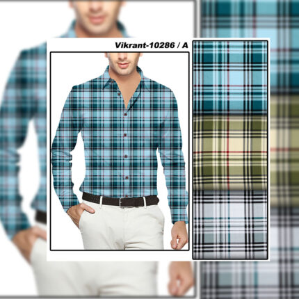 Printed Checks Fabric Colors For Men's Shirts