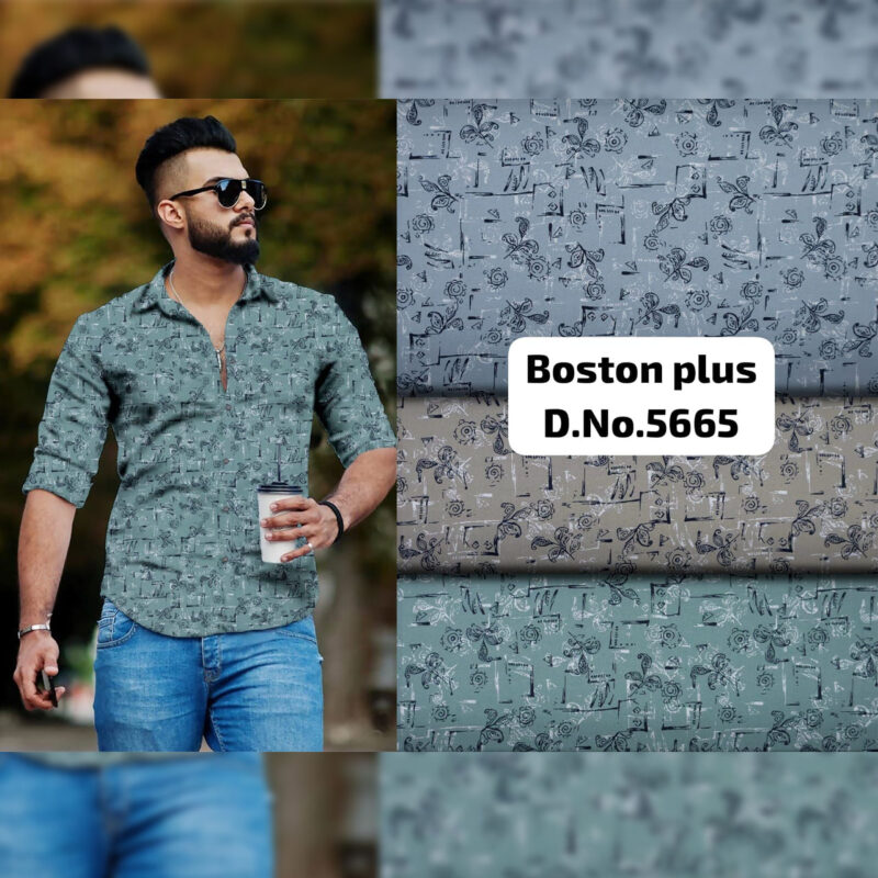 Boston Plus Is Quality Of Men's Shirting Fabrics In Printed Pattern Of Three Color Set