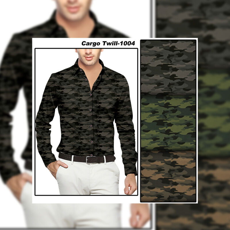Camoflague Print For Men's Shirting In Three Color Set.