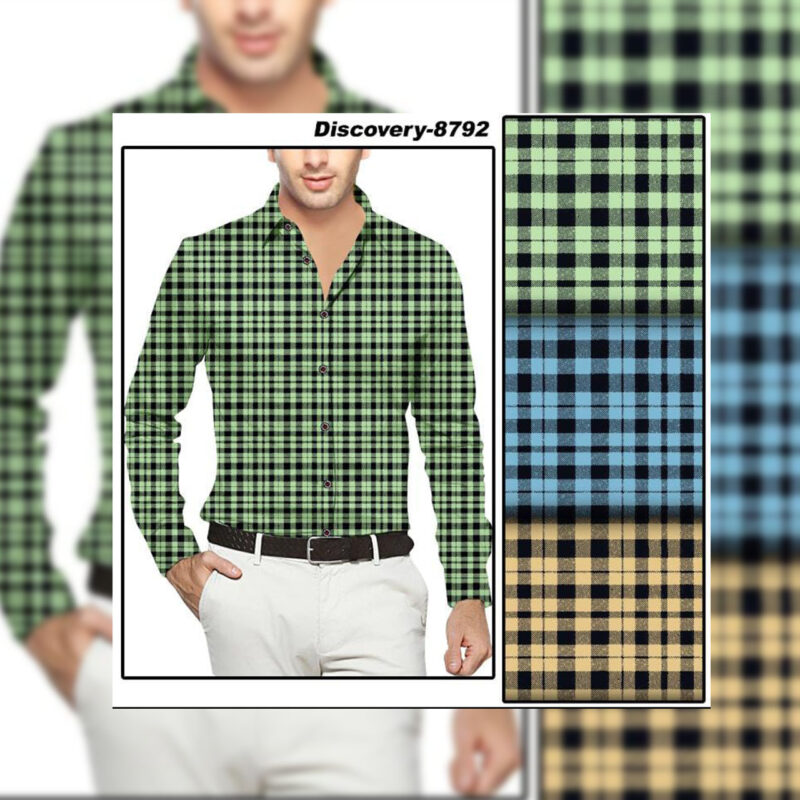 Check Print Design In Three Color Combo for men's Shirting Quality Name - Discovery with design no.