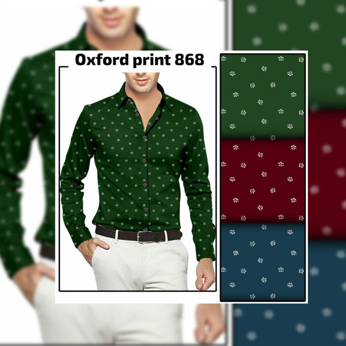 Oxford Print For Men's Shirting In Small Prints