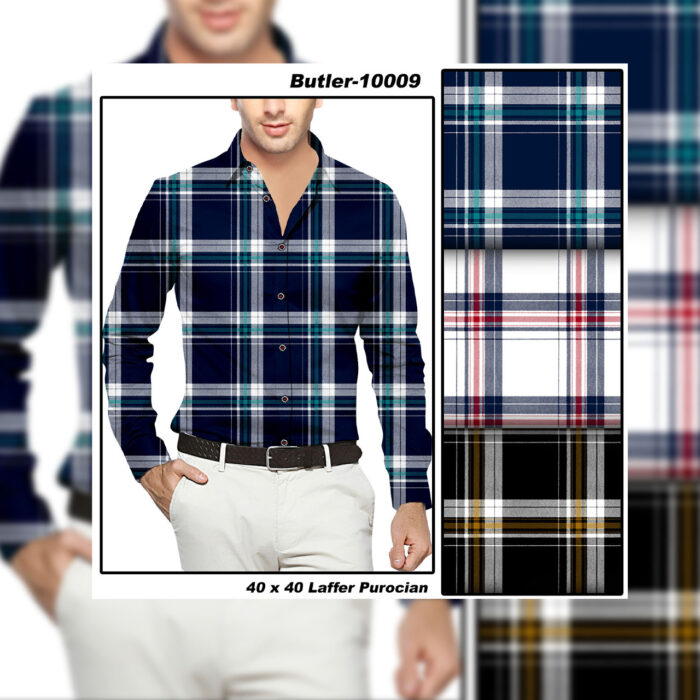 Men's Shirts Fabric Pattern In Checks Three Colors Combo