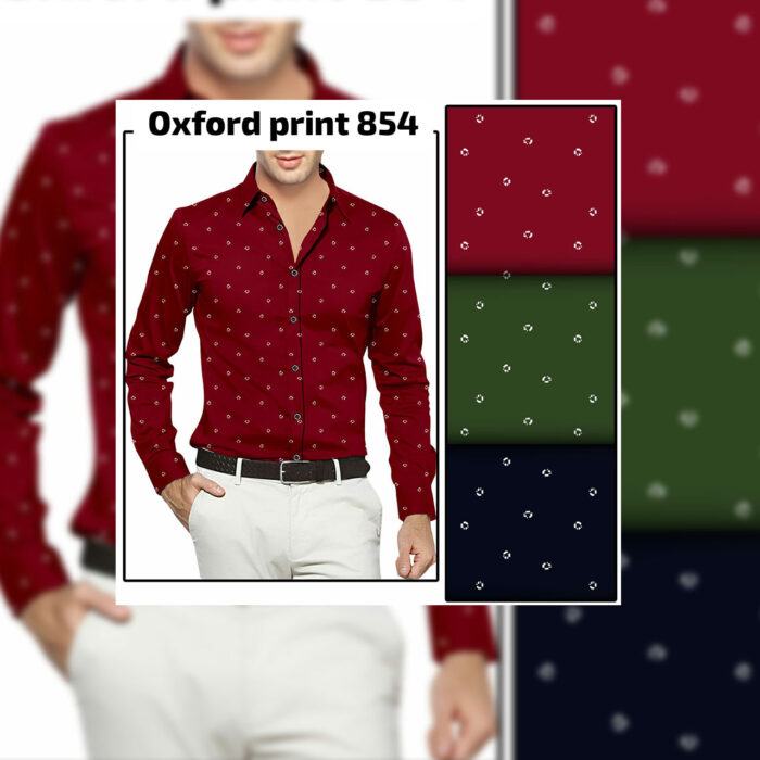 Oxford Print Pure Cotton For Men's Shirting Small Prints