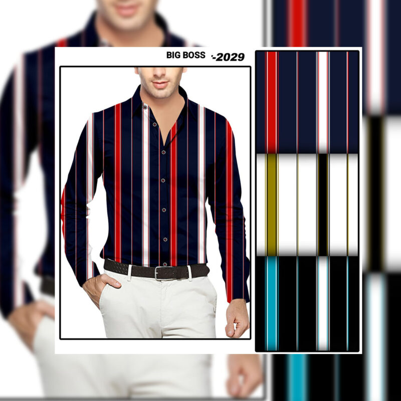 Colorful Stripes Pattern Shirting Fabrics For Men's
