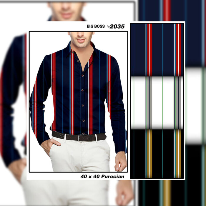 White Red Double Stripes Patterns Design Fabric For Men's Shirting