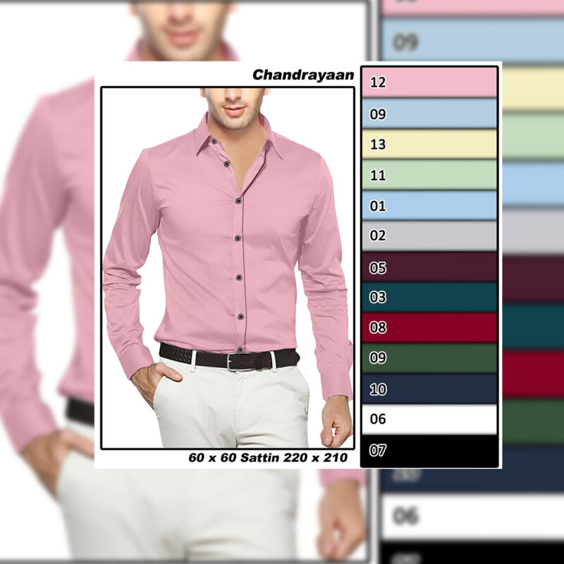 Men's Shirt Fabrics Color Chart Of 60/60 Satin Pure Cotton